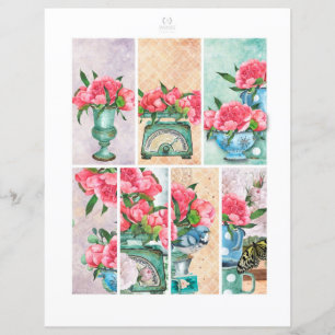 Vårblommig trädgård Romantiska Scrapbook-element