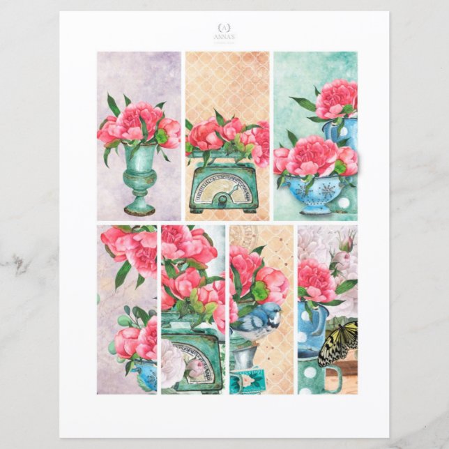 Vårblommig trädgård Romantiska Scrapbook-element (Framsida)
