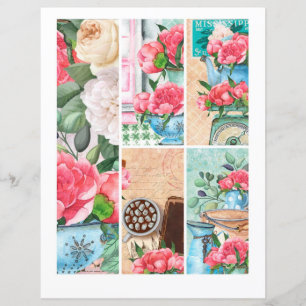 Vårblommig trädgård Romantiska Scrapbook-element