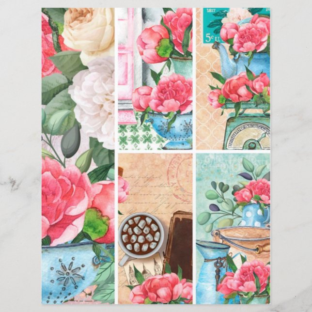 Vårblommig trädgård Romantiska Scrapbook-element (Baksida)