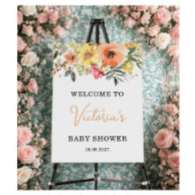 Vårblommig välkomst baby shower