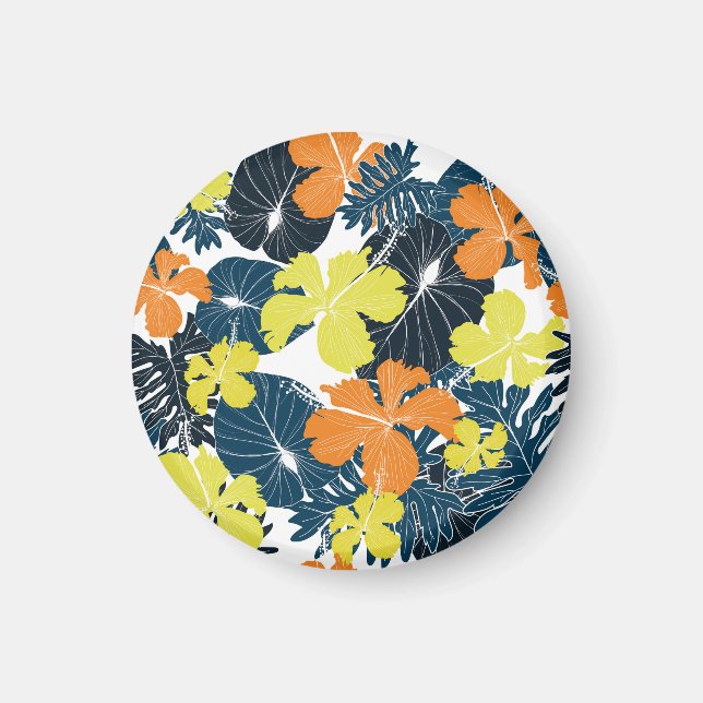 Vårblommig: Vintage Blommig Textur Magnet (Framsidan)