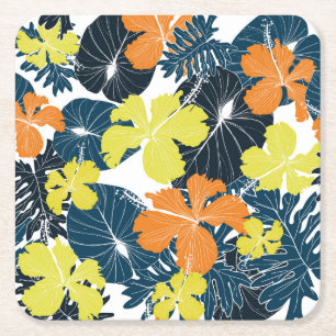 Vårblommig: Vintage blomtextur Underlägg Papper Kvadrat