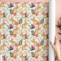 Vårblommiga kaniner i mängder  presentpapper