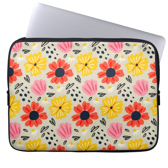 Vårblommigt mönster  laptop fodral (Framsidan)