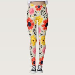 Vårblommigt mönster leggings