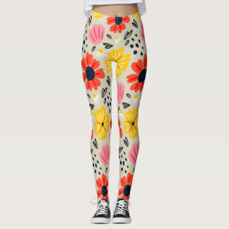 Vårblommigt mönster leggings
