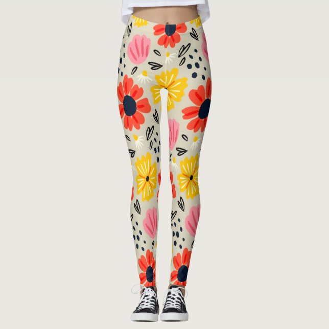 Vårblommigt mönster  leggings (Framsida)