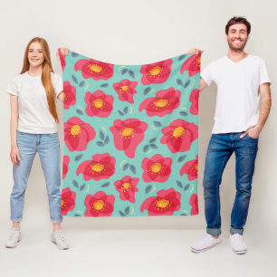 Vårblommönster med ljusa rosa Petals Fleecefilt