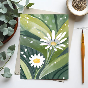 Vårblommor Akvarell Vita Blommor Vykort
