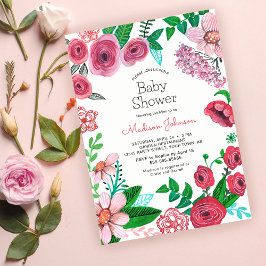 Vårblommor | Baby Shower | Inbjudan