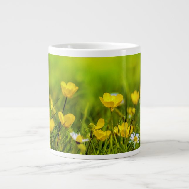 Vårblommor Bakgrund Jumbo Mugg (Framsidan)