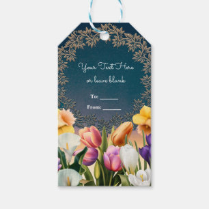 Vårblommor Blommig Ram Elegant Chic Förmån Presentetikett