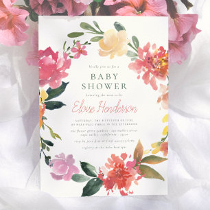 Vårblommor   Elegant & Enkel Bebis Shower för Flic Inbjudningar