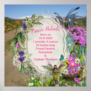 Vårblommor & fjärilsflickor poster