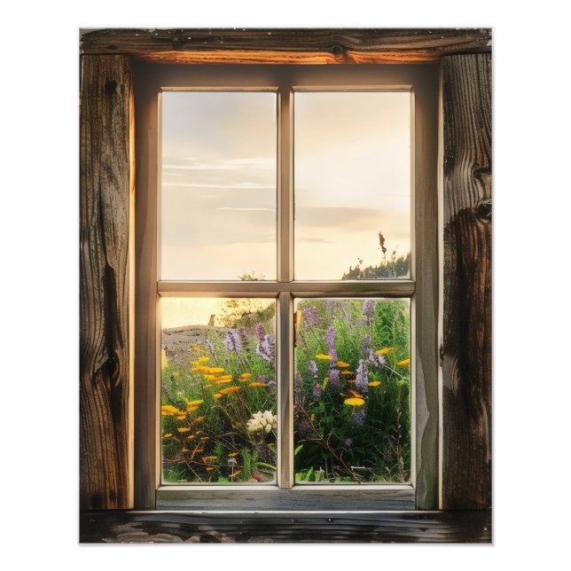 Vårblommor fönsterutsikt fototryck (Framsidan)