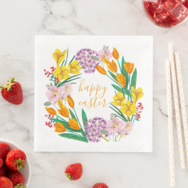 Vårblommor gula påsk blommig tulpan teckning pappersservett