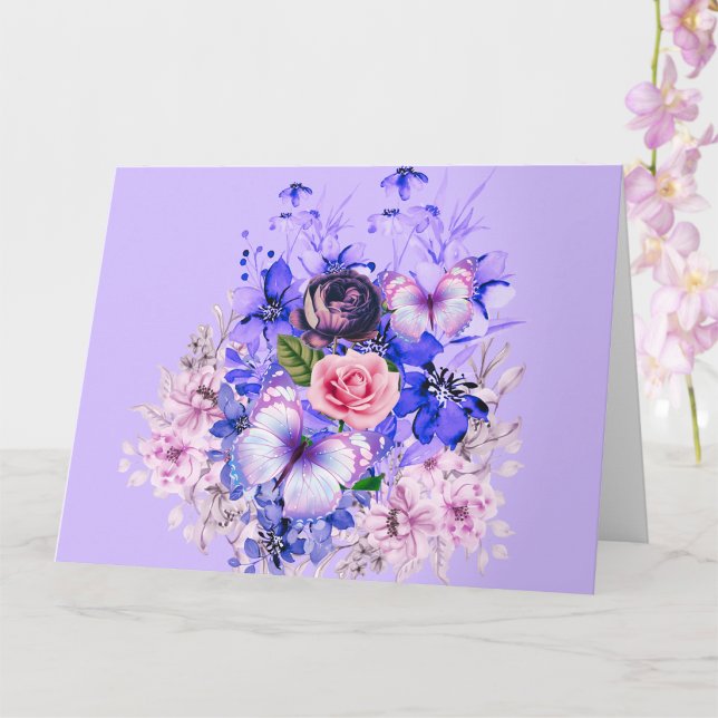Vårblommor i blom med fjärilar kort (Skapare uppladdad)