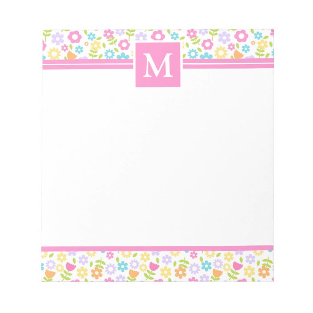 Vårblommor i flera färger Monogram anteckningsbloc Anteckningsblock (Framsida)