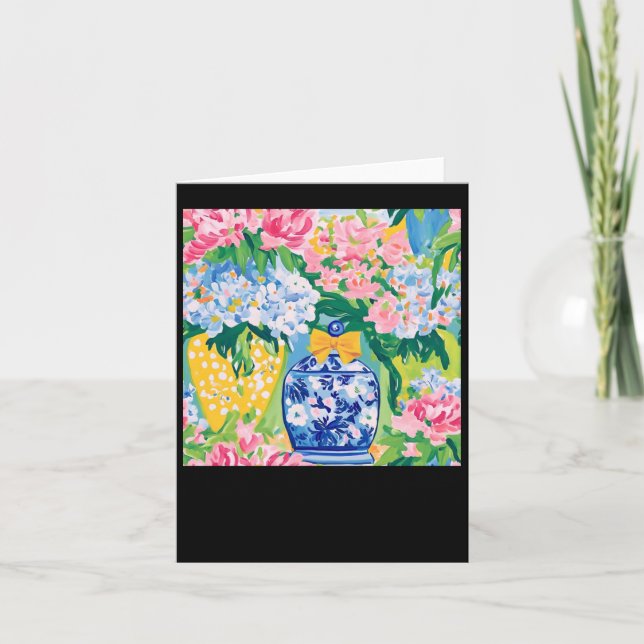 Vårblommor i ingefärska krukan dekal  kort (Framsida)