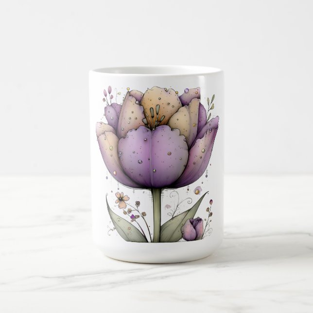 Vårblommor i lila och gult kaffemugg (Center)