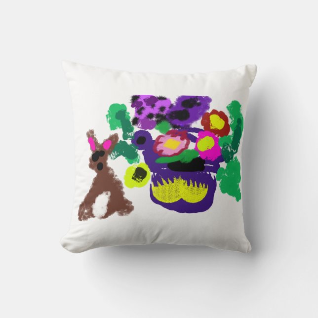 Vårblommor Kanin glädje Kudde (Framsida)
