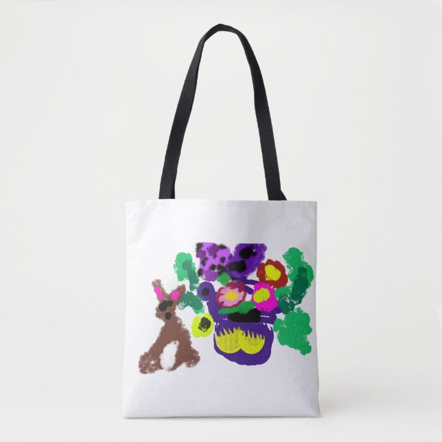 Vårblommor Kanin glädje Tygkasse (Framsida)