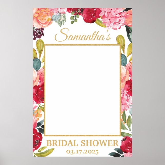 Vårblommor Korall Fersken Burgunder Foto Rekvisita Poster (Framsidan)