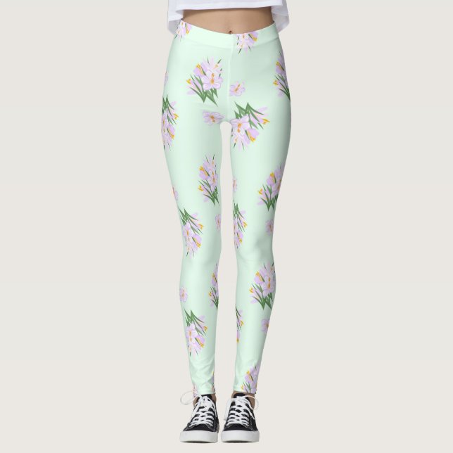 Vårblommor krokusar leggings (Framsida)