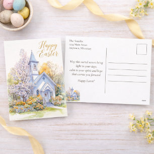 Vårblommor Kyrkoscen Glad Påskhelg Helg Vykort