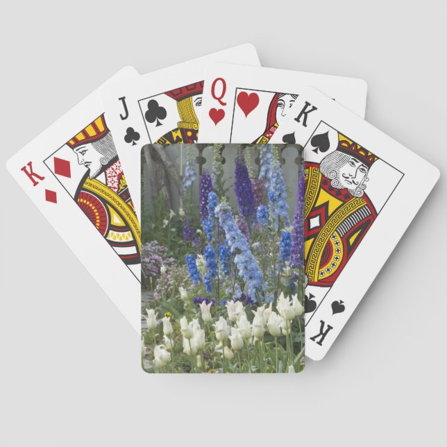 Vårblommor längs en trädgårdsstig, Georgia Spel Kort (Baksidan)