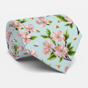 Vårblommor och bin-mönster slips