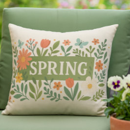 Vårblommor på Tanfärgad Bakgrund Kudde