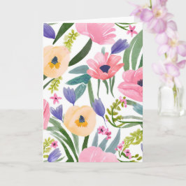 Vårblommor | Pastell Blommig Akvarell Kort