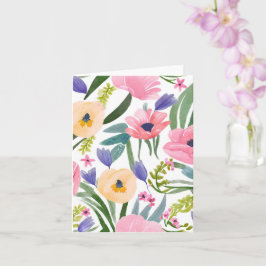 Vårblommor | Pastell Blommig Akvarell Kort