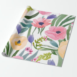 Vårblommor | Pastellblommig akvarell Presentpapper