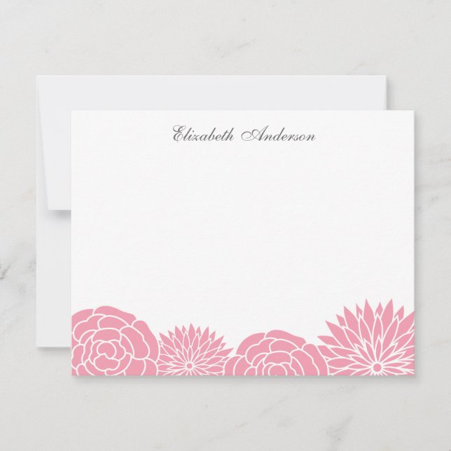 Vårblommor Platta Tacksamhetskort {rosa} Inbjudningar (Framsida)