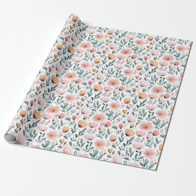 Vårblommor Trädgård Presentpapper (Utrullad)