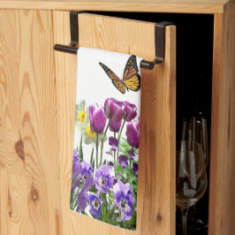 Vårblommor Tulpaner Narcisser Säsongs Hand eller  Kökshandduk