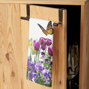 Vårblommor Tulpaner Narcisser Säsongs Hand eller Kökshandduk
