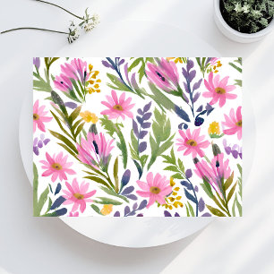 Vårblommor Vacker Pastell Färg Blommig Akvarell Vykort