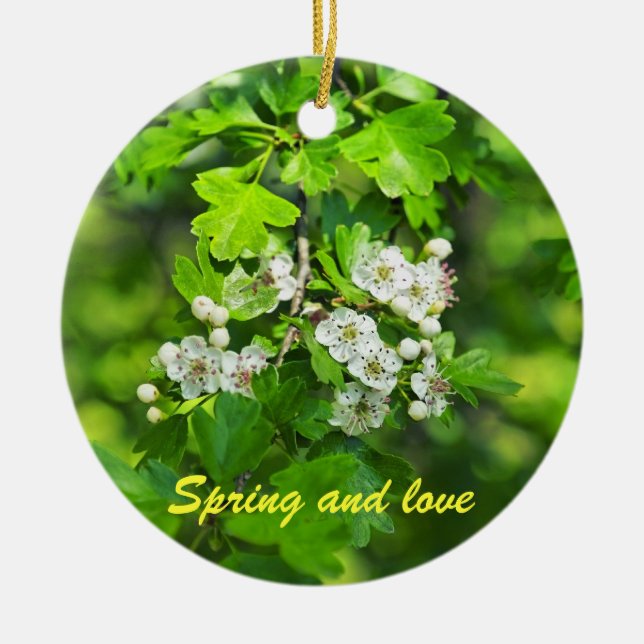 vårblommor, vår och kärlek julgransprydnad keramik (Framsidan)