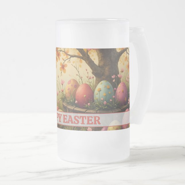 Vårblommornas magi med påskäggsglans frostat ölglas (Framsida höger)