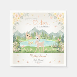 Vårblomning och fjärilar Hjort Babyfirande  Pappersservett
