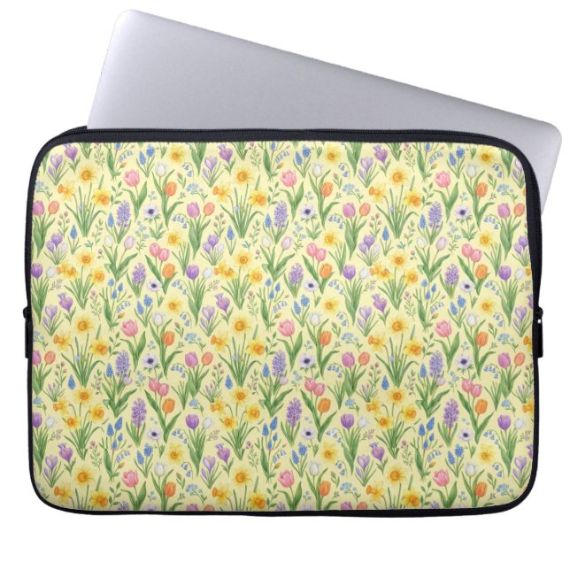 Vårblomning Utbrottsmönster Laptop Fodral (Framsidan)