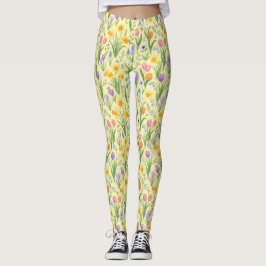 Vårblomning Utbrottsmönster Leggings