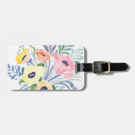 Vårblomsbukett | Anpassad text bagagetikett Bagagebricka