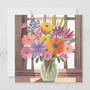 Vårblomsbukett Pastellfärgad blomstervattenfärg Kort