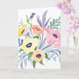 Vårblomsbukett | Vacker blomsterakvarell Kort