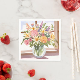 Vårblomsbukett | Vacker blomsterkort Pappersservett